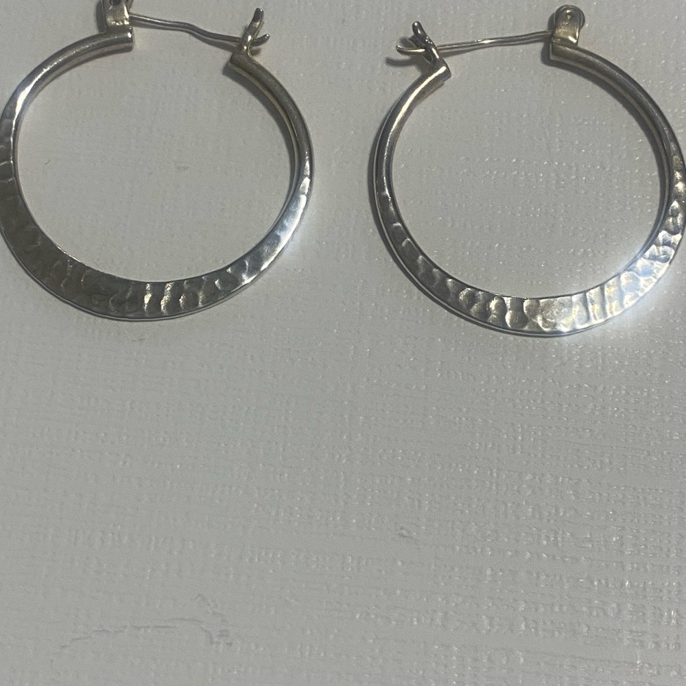 Elegant Sterling Silver 925 Hammered Hoop Earrings